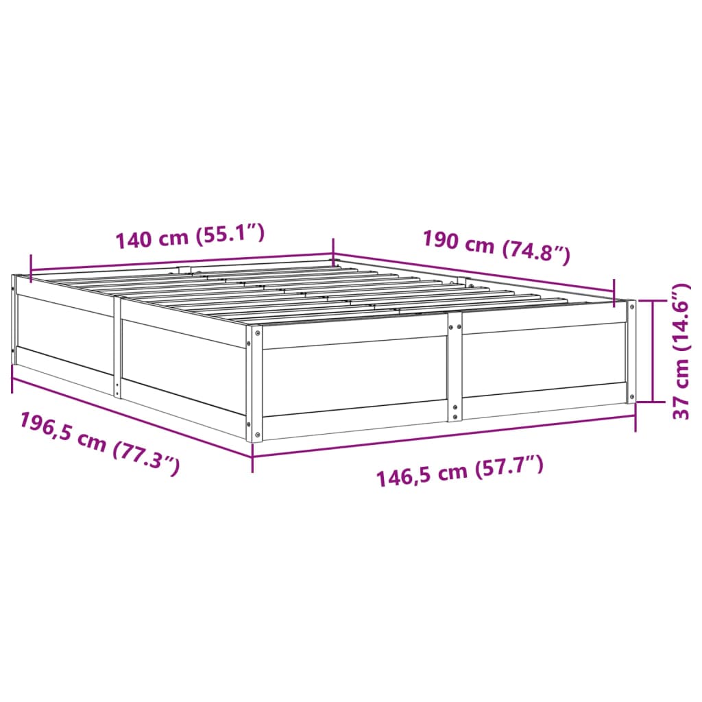 Giroletto Bianco 140x190 cm in Legno Massello di Pino 3282382