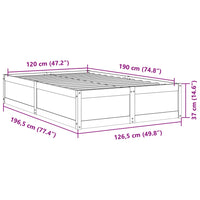 Letto senza Materasso 120x190 cm in Legno Massello di Pino 3282387