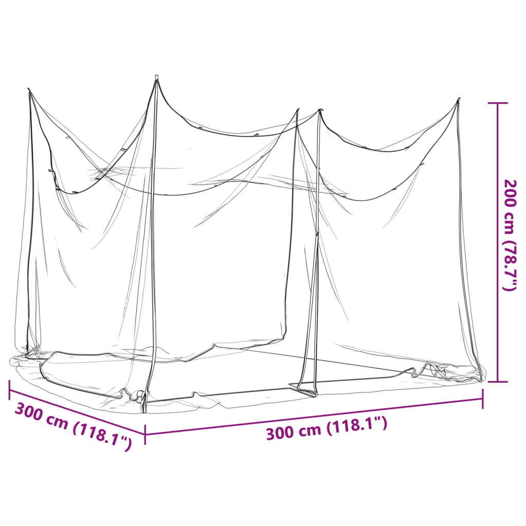 Zanzariera per Interni Esterni 156 Rete Bianca 300x300x200 cm 4010037