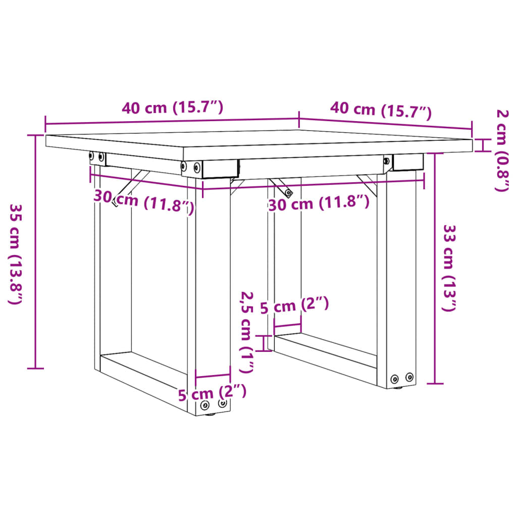 Tavolino da Salotto Telaio a O 40x40x35cm Massello Pino e Ghisa 3282658