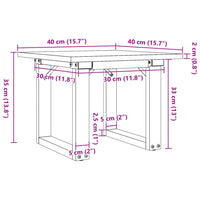 Tavolino da Salotto Telaio a O 40x40x35cm Massello Pino e Ghisa 3282658