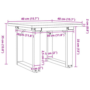 Tavolino da Salotto Telaio a O 40x40x35cm Massello Pino e Ghisa 3282658