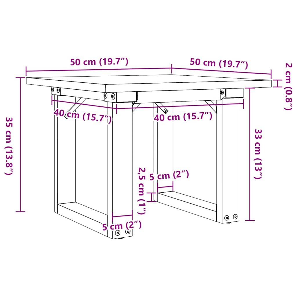 Tavolino da Salotto Telaio a O 50x50x35cm Massello Pino e Ghisa 3282659