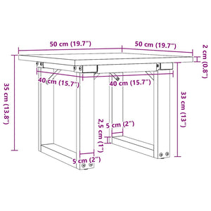 Tavolino da Salotto Telaio a O 50x50x35cm Massello Pino e Ghisa 3282659