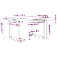 Tavolino da Salotto Telaio a O 70x70x40cm Massello Pino e Ghisa 3282661