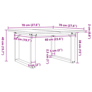 Tavolino da Salotto Telaio a O 70x70x40cm Massello Pino e Ghisa 3282661