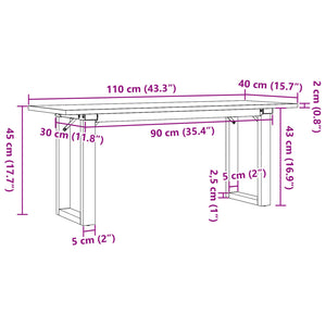 Tavolino Salotto Telaio a O 110x40x45cm Massello Pino e Ghisa 3282667