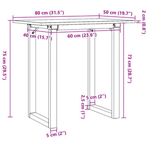 Tavolo da Pranzo Telaio a O 80x50x75 cm Massello Pino e Ghisa 3282672