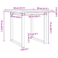 Tavolo da Pranzo Telaio a O 80x80x75 cm Massello Pino e Ghisa 3282673