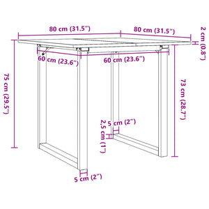 Tavolo da Pranzo Telaio a O 80x80x75 cm Massello Pino e Ghisa 3282673