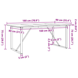 Tavolo da Pranzo Telaio a O 180x90x75 cm Massello Pino e Ghisa 3282678