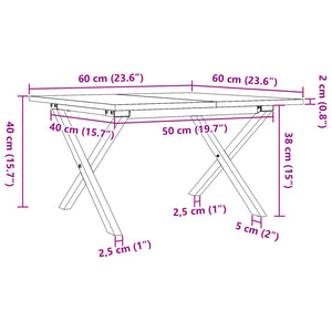 Tavolino da Salotto Telaio a X 60x60x40cm Massello Pino e Ghisa 3282682