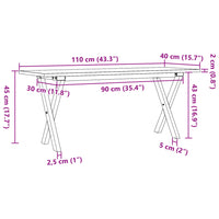 Tavolino Salotto Telaio a X 110x40x45cm Massello Pino e Ghisa 3282689