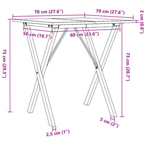 Tavolo da Pranzo Telaio a X 70x70x75 cm Massello Pino e Ghisa 3282693