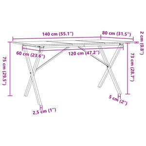 Tavolo da Pranzo Telaio a X 140x80x75 cm Massello Pino e Ghisa 3282698