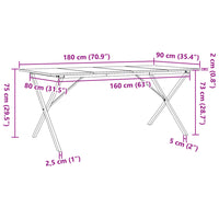 Tavolo da Pranzo Telaio a X 180x90x75 cm Massello Pino e Ghisa 3282700