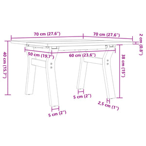 Tavolino da Salotto Telaio a Y 70x70x40cm Massello Pino e Ghisa 3282705