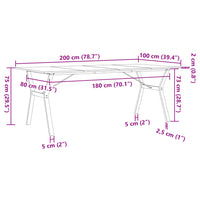 Tavolo da Pranzo Telaio a Y 200x100x75 cm Massello Pino e Ghisa 3282723