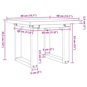 Tavolino Salotto Telaio a O 40x40x35,5cm Massello Pino e Ghisa 3282724