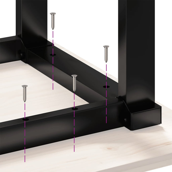 Tavolino Salotto Telaio a O 50x50x35,5cm Legno Pino e Acciaio 3282725