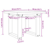 Tavolino Salotto Telaio a O 50x50x35,5cm Legno Pino e Acciaio 3282725