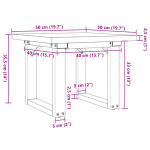 Tavolino Salotto Telaio a O 50x50x35,5cm Legno Pino e Acciaio 3282725