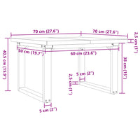 Tavolino Salotto Telaio a O 70x70x40,5cm Massello Pino e Ghisa 3282727