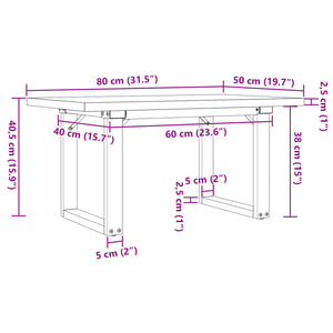 Tavolino Salotto Telaio a O 80x50x40,5cm Massello Pino e Ghisa 3282728