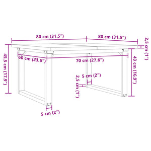 Tavolino Salotto Telaio a O 80x80x45,5cm Massello Pino e Ghisa 3282729