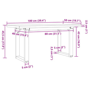 Tavolino Salotto Telaio a O 100x50x45,5cm Massello Pino e Ghisa 3282732