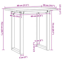 Tavolo da Pranzo Telaio a O 80x50x75,5 cm Massello Pino e Ghisa 3282738