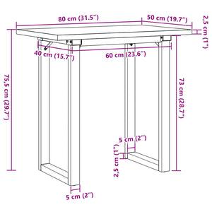 Tavolo da Pranzo Telaio a O 80x50x75,5 cm Massello Pino e Ghisa 3282738