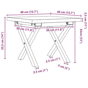 Tavolino Salotto Telaio a X 40x40x35,5cm Massello Pino e Ghisa 3282746