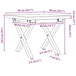 Tavolino Salotto Telaio a X 50x50x35,5cm Massello Pino e Ghisa 3282747