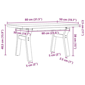 Tavolino Salotto Telaio a Y 80x50x40,5cm Massello Pino e Ghisa 3282772