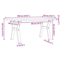 Tavolino Salotto Telaio a Y 100x50x45,5cm Massello Pino e Ghisa 3282776