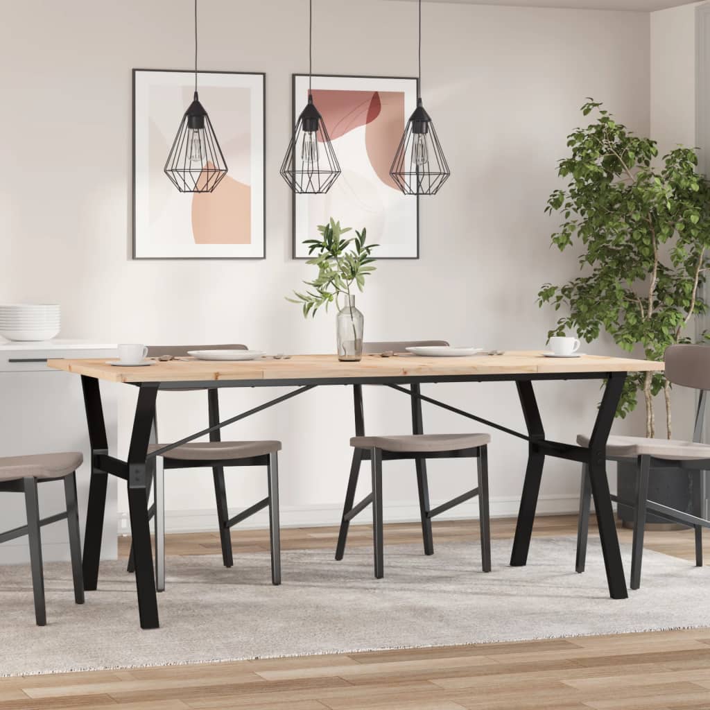 Tavolo da Pranzo Telaio a Y 180x90x75,5 cm Legno Pino e Acciaio 3282788