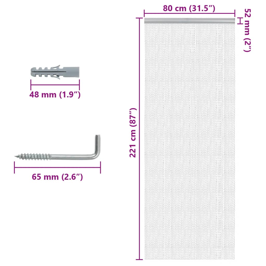 Zanzariera da Porta a Catena 80x221 cm in Alluminio 4010010