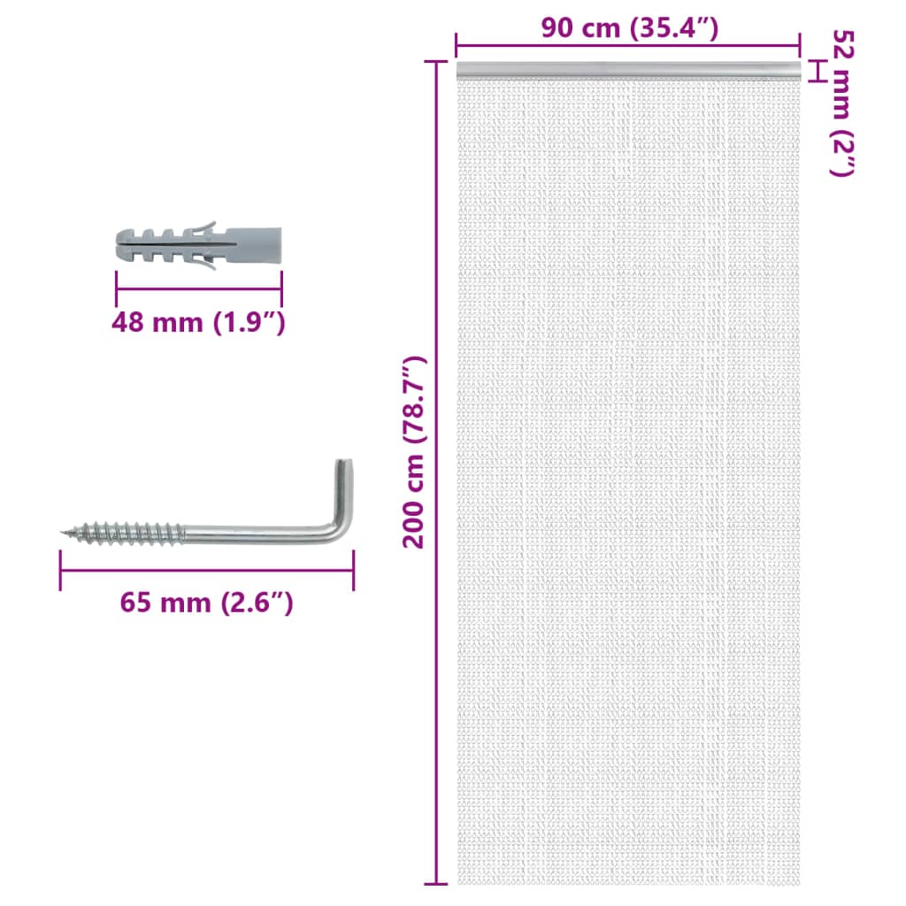 Zanzariera da Porta a Catena 90x200 cm in Alluminio 4010011