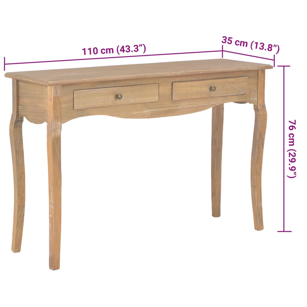 Tavolo Consolle con 2 Cassetti 110x35x76 cm Legno Multistrato 4009864