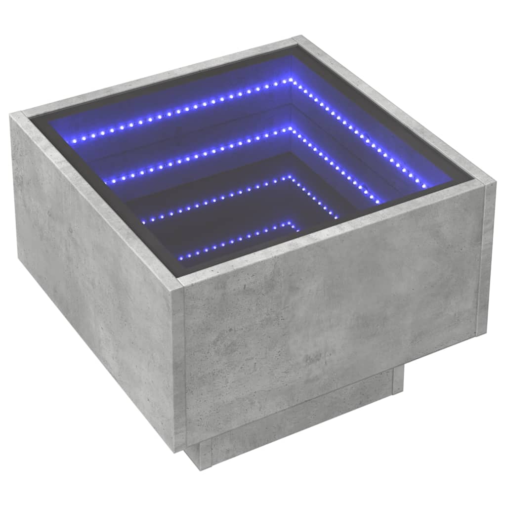 Tavolino con LED Grigio Cemento 40x40x30cm in Legno Multistrato 847500