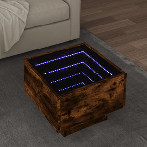 Tavolino con LED Rovere Fumo 40x40x30 cm in Legno Multistrato 847501