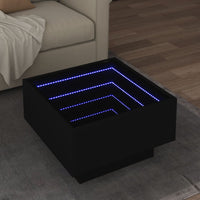 Tavolino Salotto con LED Nero 50x50x30 cm Legno Multistrato 847505