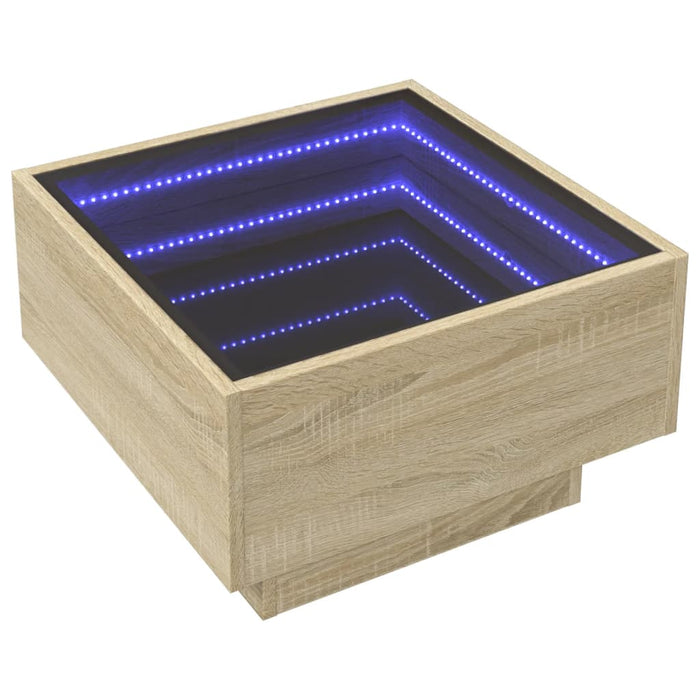 Tavolino Salotto con LED Rovere Sonoma 50x50x30 cm Multistrato 847506