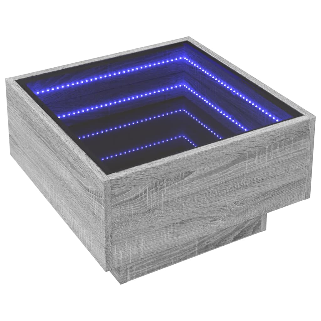 Tavolino Salotto con LED Grigio Sonoma 50x50x30 cm Multistrato 847509