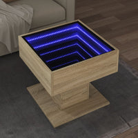 Tavolino Salotto con LED Rovere Sonoma 50x50x45 cm Multistrato 847527