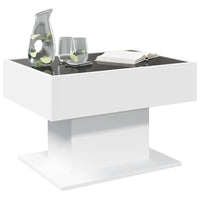 Tavolino Salotto con LED Bianco 70x50x45 cm Legno Multistrato 847532