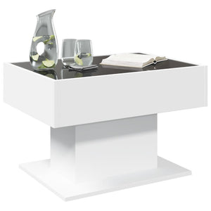 Tavolino Salotto con LED Bianco 70x50x45 cm Legno Multistrato 847532