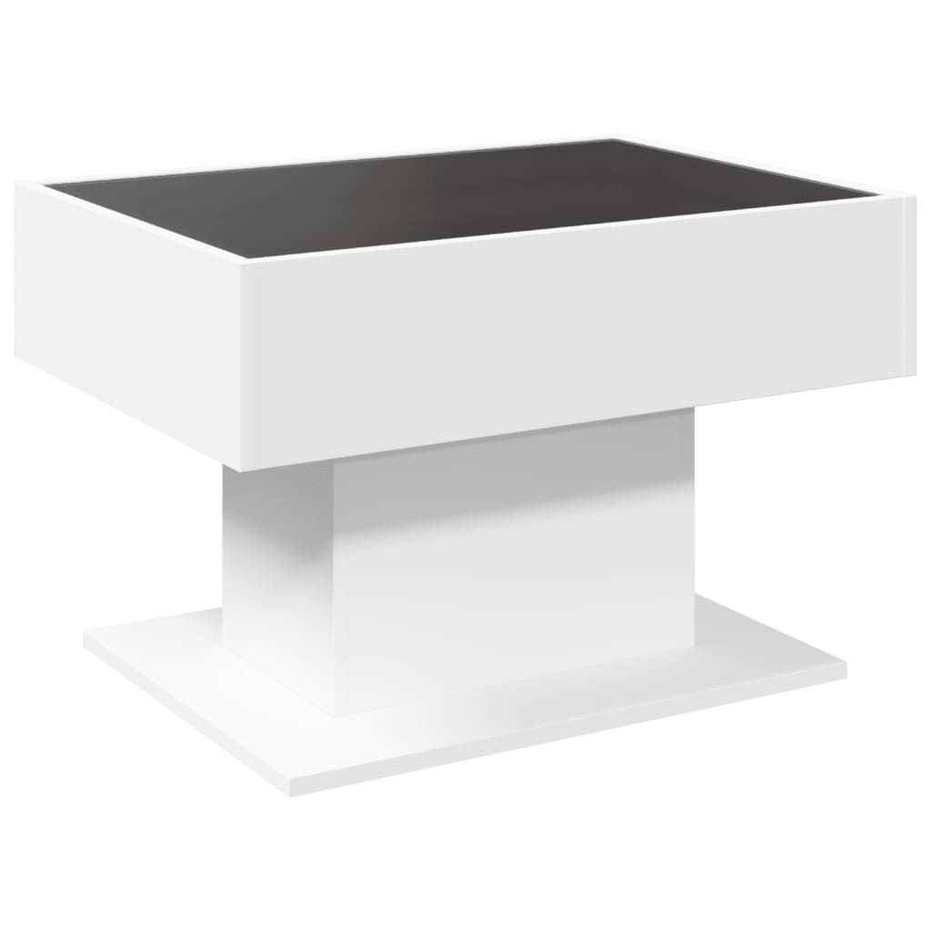 Tavolino Salotto con LED Bianco 70x50x45 cm Legno Multistrato 847532