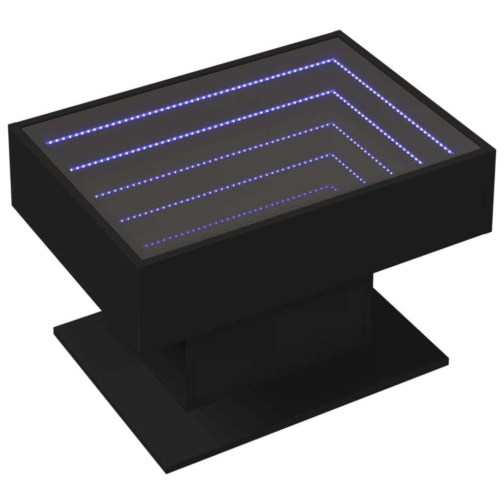 Tavolino Salotto con LED Nero 70x50x45 cm Legno Multistrato 847533